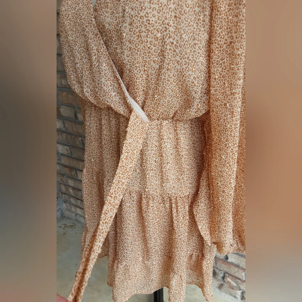 Altar'd State Long Sheer Sleeve Tiered Textured Boho Dress.